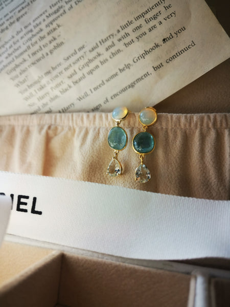 Vintage Imperial Opal Aquamarine Earrings