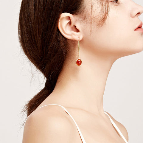 En Saison carnelian gems 18K white gold earrings