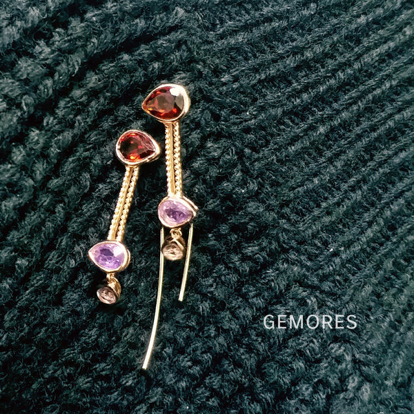 Astrid velvet Garnet amethyst gems earrings