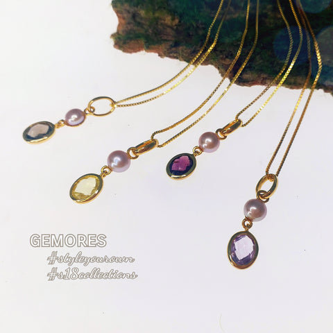 En Saison rose cut gems necklace in gold