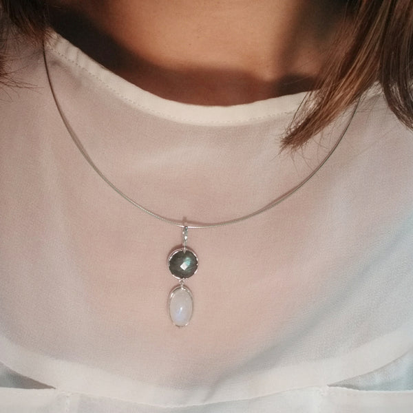 Le Emmalyn rainbow labradorite double gems necklace