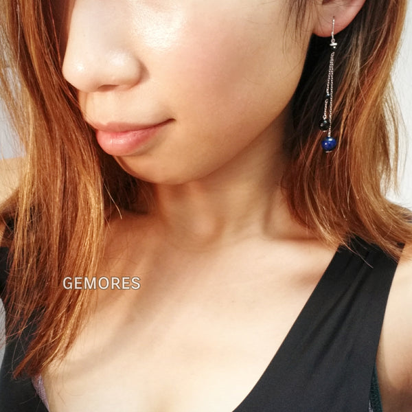 En Saison Lapis X Spinel silver long Earrings
