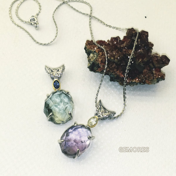 Raw Gems collection natural cut amethyst necklace
