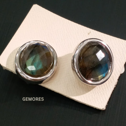 Le Emmalyn plus size faceted rainbow labradorite in silver