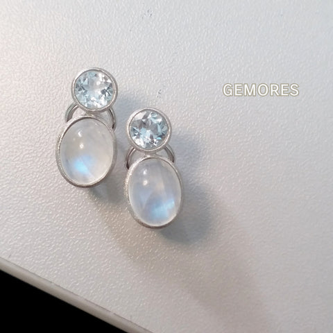 Le Emmalyn topaz X rainbow moostone earrings in 925 silver