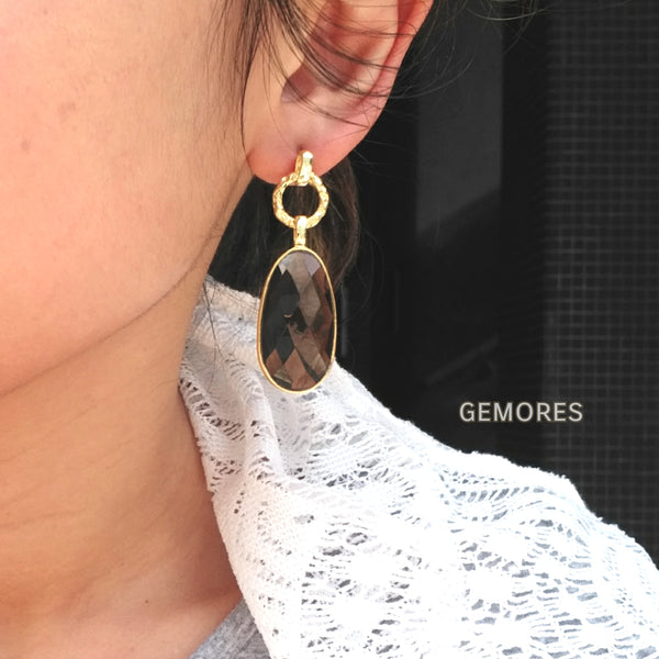 Le Emmalyn sparkle smoky quartz earrings in gold