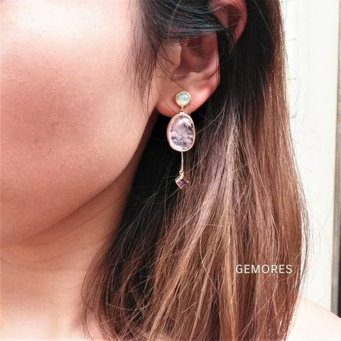 The Bespoke - Opal morganite earrings in 18K gold plated