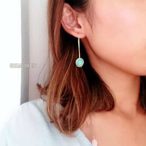 En Saison Poland amazonite gems 18K white gold earrings