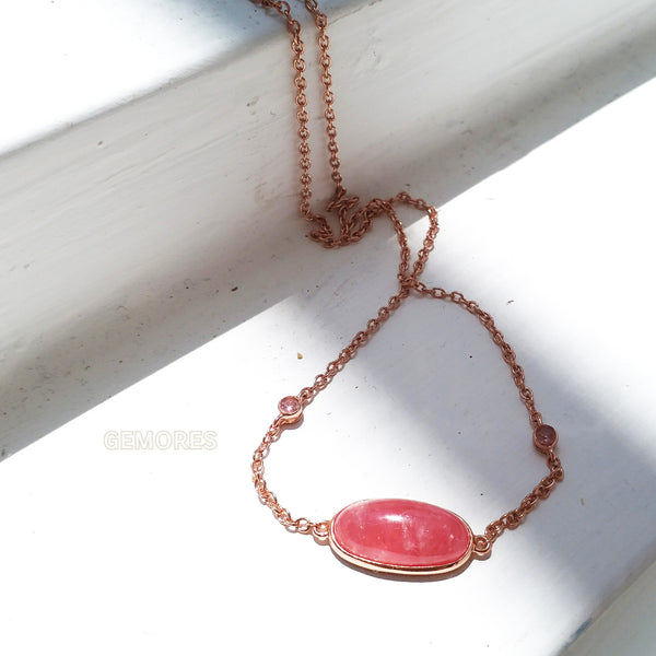 Necklace Astrid gem set in Argentina rhodochrosite