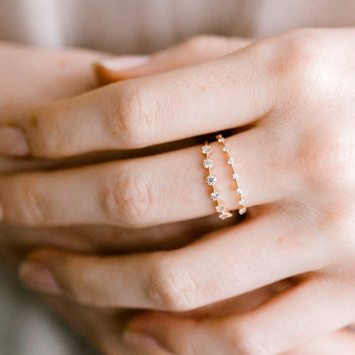18K Gold Petite White Diamond Band Ring