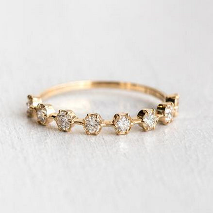 18K Gold Petite White Diamond Band Ring
