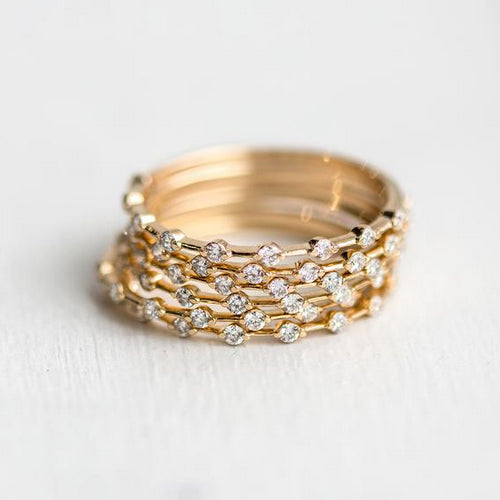 18K Gold Petite White Diamond Band Ring
