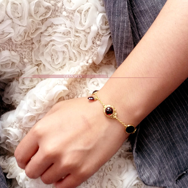 En Saison burgundy garnet charm bracelet