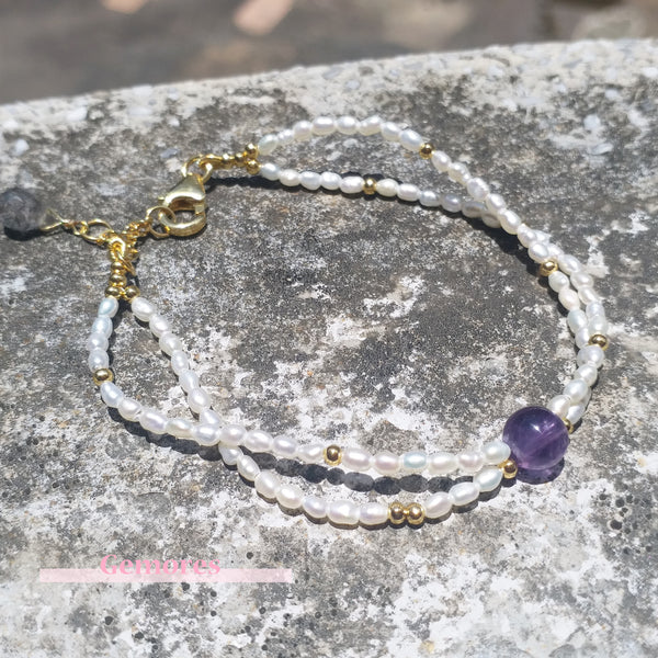 En Saison double pearls bracelet with power gems