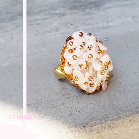 Raw Gems pink morganite cocktail ring in 18K gold