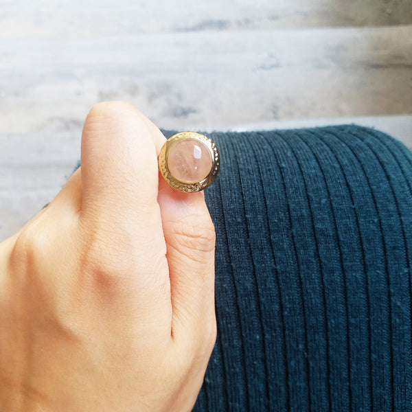 Nora ring set in pink morganite with two tone finished