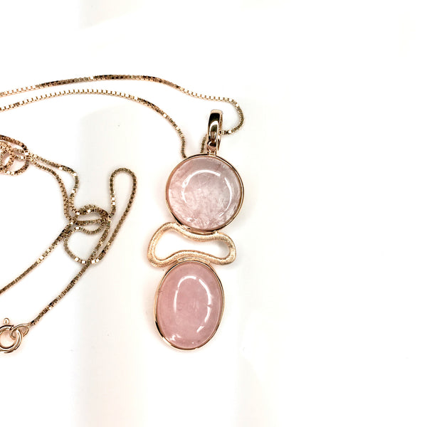 Vintage Imperial double gems pink morganite retro necklace