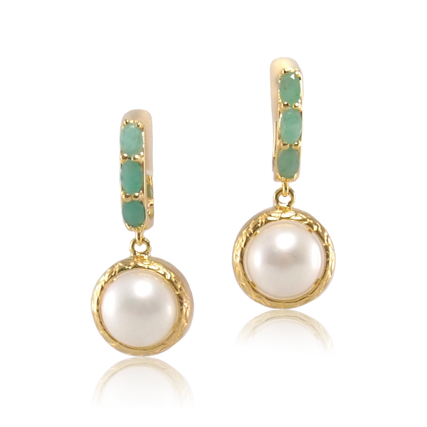 Vintage Imperial Emerald Pearl Earrings