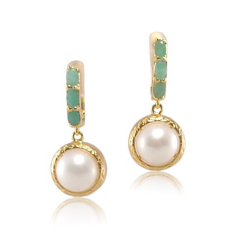 Vintage Imperial Emerald Pearl Earrings