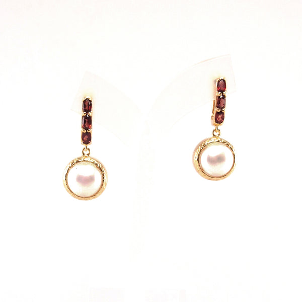 Vintage Imperial Garnet Pearl Earrings