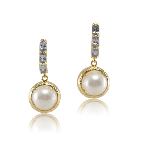 Vintage Imperial Tanzanite Pearl Earrings