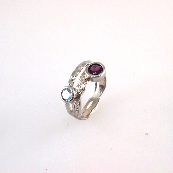Pink amethyst stackable ring in white gold