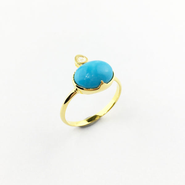 Raw Gems Sleeping beauty turquoise stackable ring in 18K gold