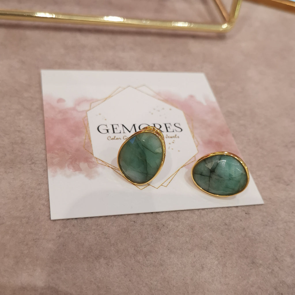 Emerald gems sparkling cut earrings in Astrid Collection