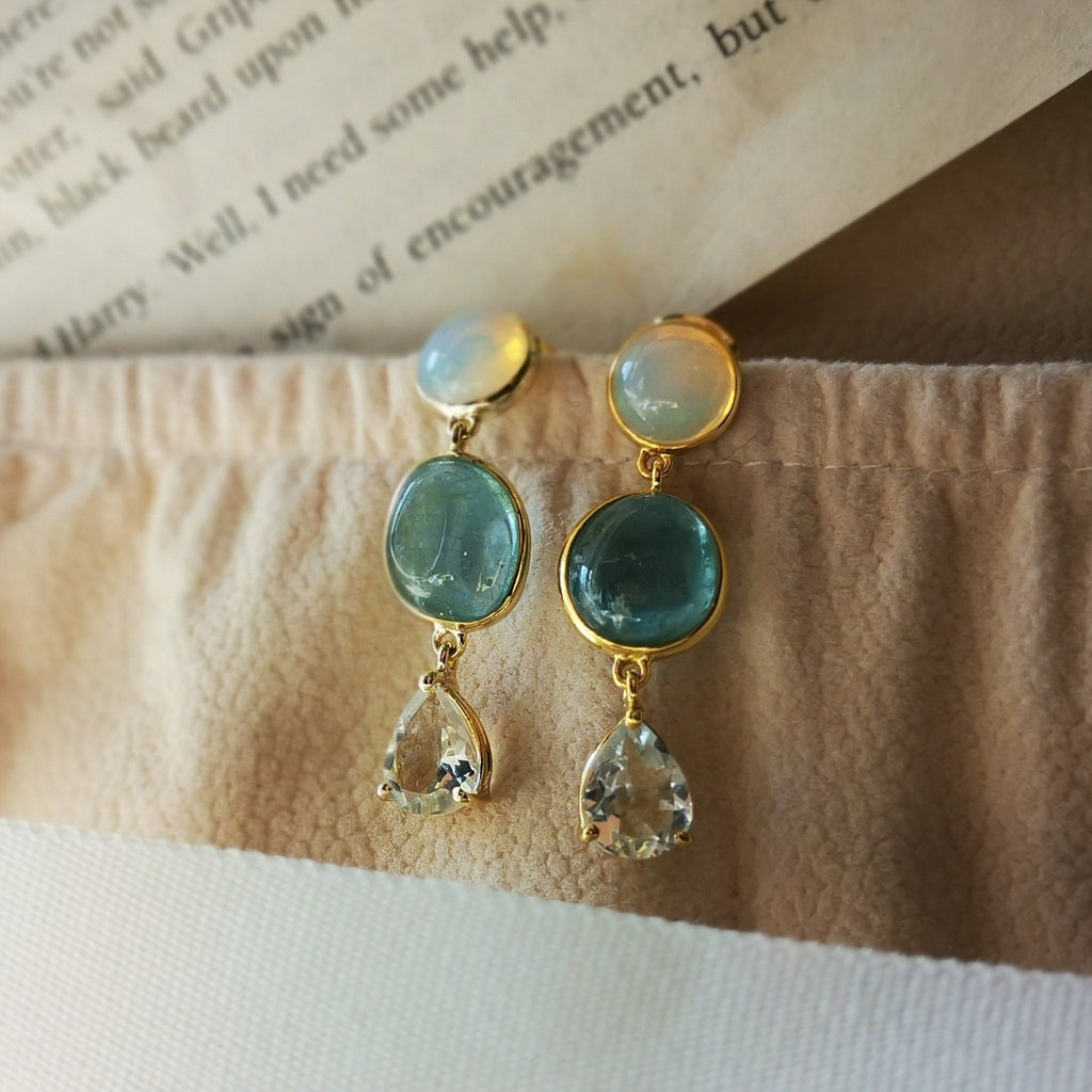 Vintage Imperial Opal Aquamarine Earrings