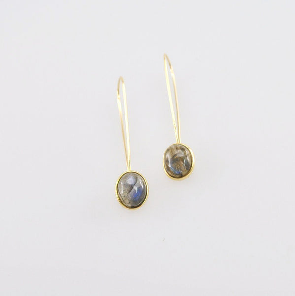 Rainbow labradorite gems 18K white gold earrings