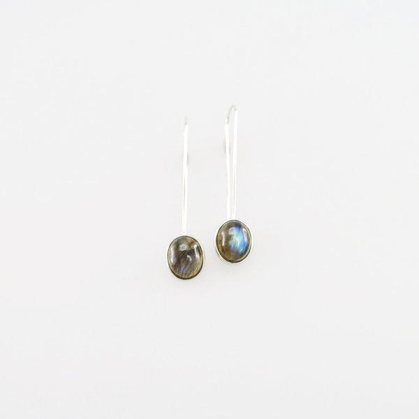 Rainbow labradorite gems 18K white gold earrings