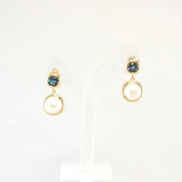 Vintage Imperial lustrous pearl bezel with sparkling faceted garnet earrings