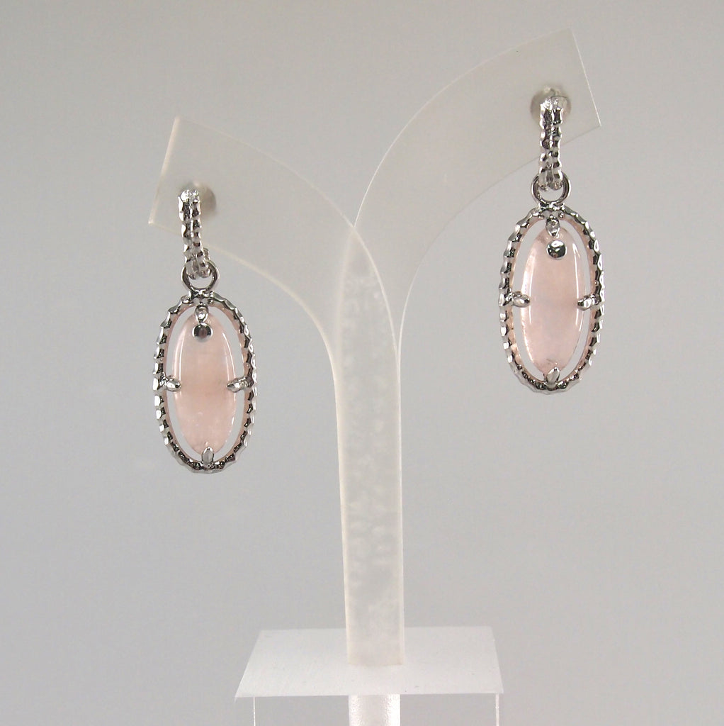 Olive oval pink morganite earrings in 925 silver