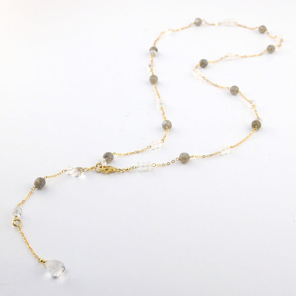 En Saison rainbow feldspar long drop necklace