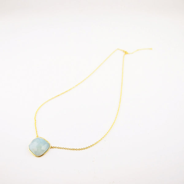 Fancy cut pastel tone morganite aquamarine necklace