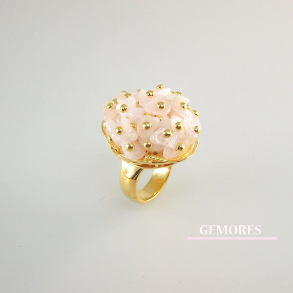 Raw Gems pink morganite cocktail ring in 18K gold