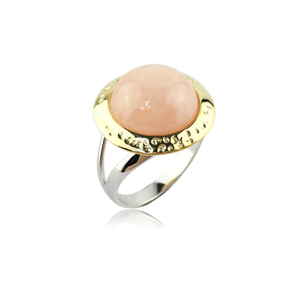 Nora ring set in pink morganite with two tone finished