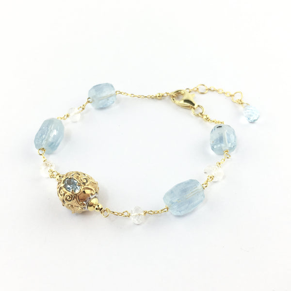 Raw Gems ocean blue aqua bracelet in 18K gold