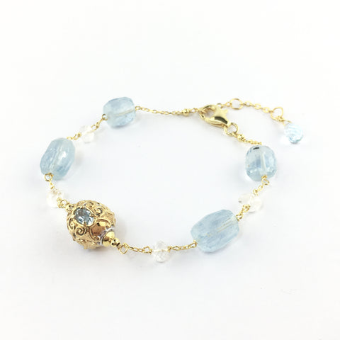 Raw Gems ocean blue aqua bracelet in 18K gold