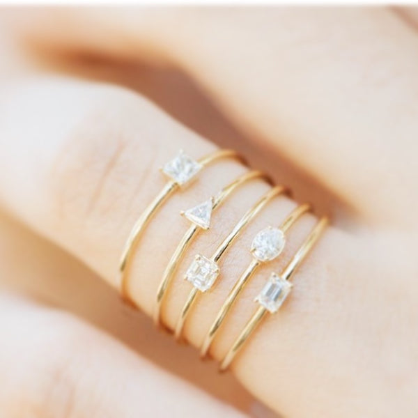 18K Gold Fancy Trillion Diamond Ring