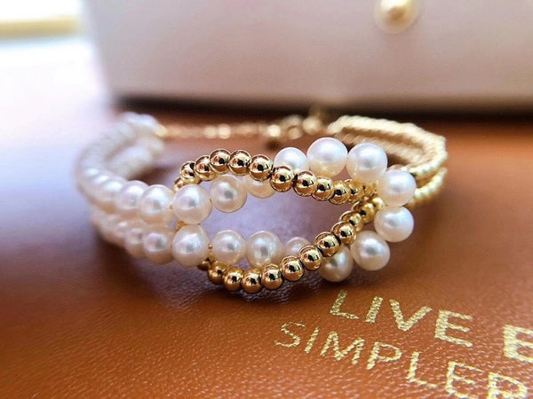 Monde Pearl double bracelet in vermail